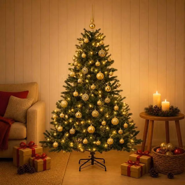 Albero di Natale artificiale con palline 150 cm 150 LED 3465656