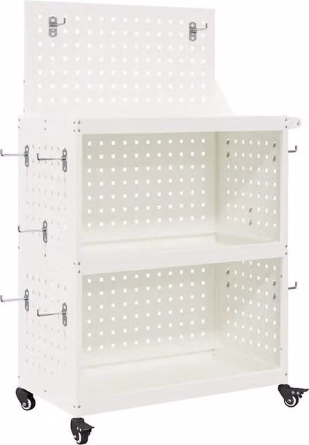 Carrello per attrezzi con scaffale in acciaio bianco con ruote e chiusura a chiave L: 65 cm, P: 35 cm, H: 111 cm – 1