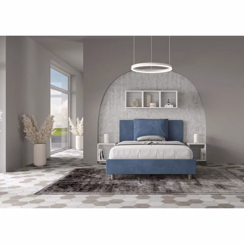 Letto imbottito Ityhome Antea in microfibra blu L: 145 cm, P: 202 cm, H: 110 cm – 2