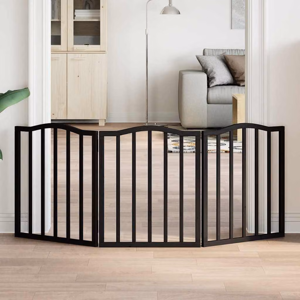 vidaXL Cancello per Cani Pieghevole in Legno di Pioppo Nero, L: 150 cm