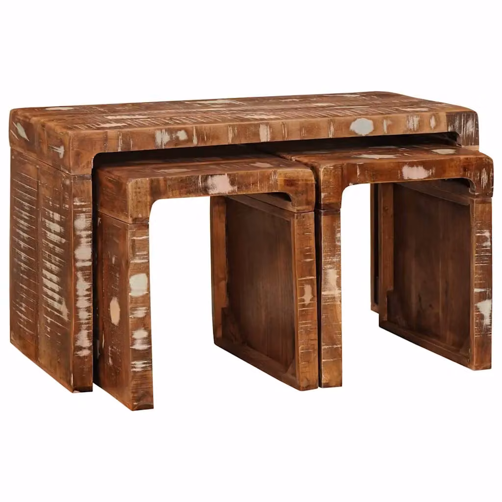 Set di 3 tavolini nesting vidaXL in legno marrone per soggiorno L 82 cm x P 40 cm x H 46 cm