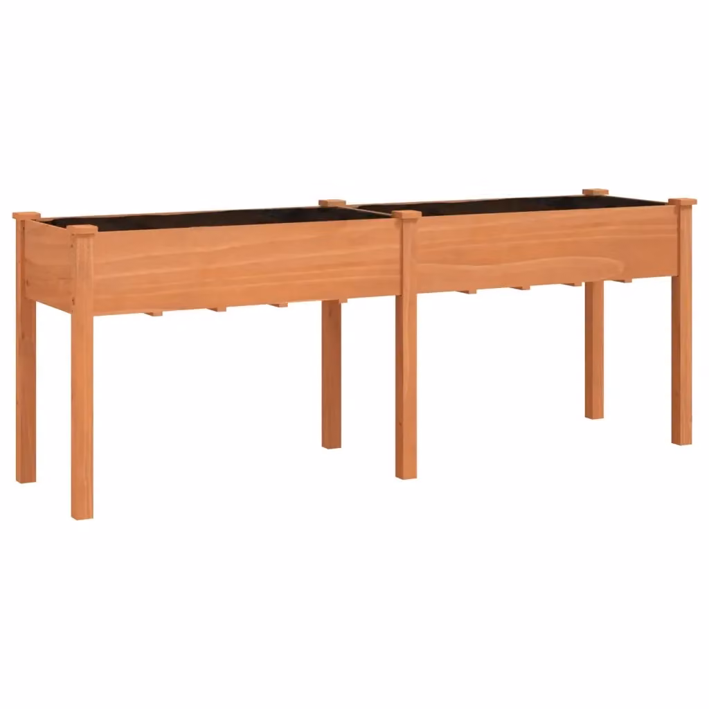 Fioriera con fodera vidaXL in legno massello marrone L: 203 cm, P: 53 cm, H: 76 cm – 2
