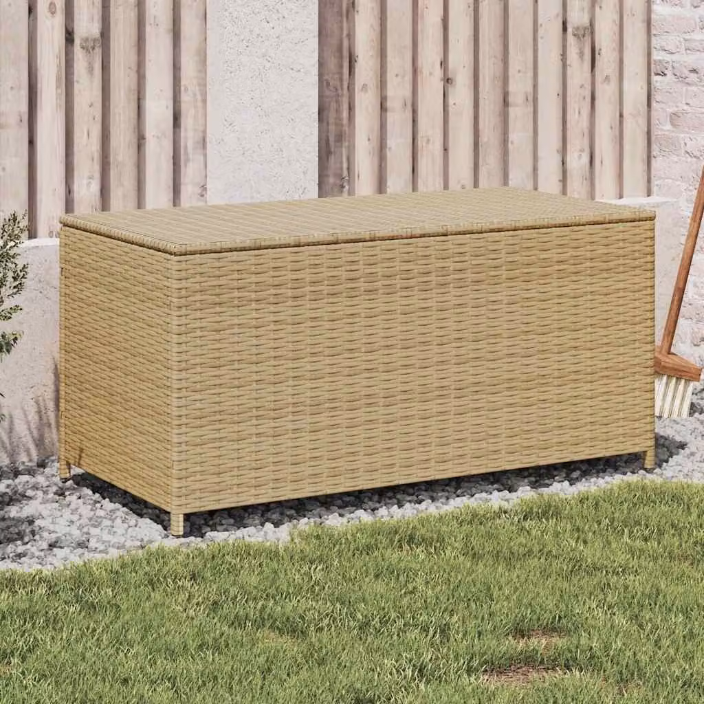 Contenitore da giardino vidaXL in polyrattan beige con coperchio rimovibile da 190L