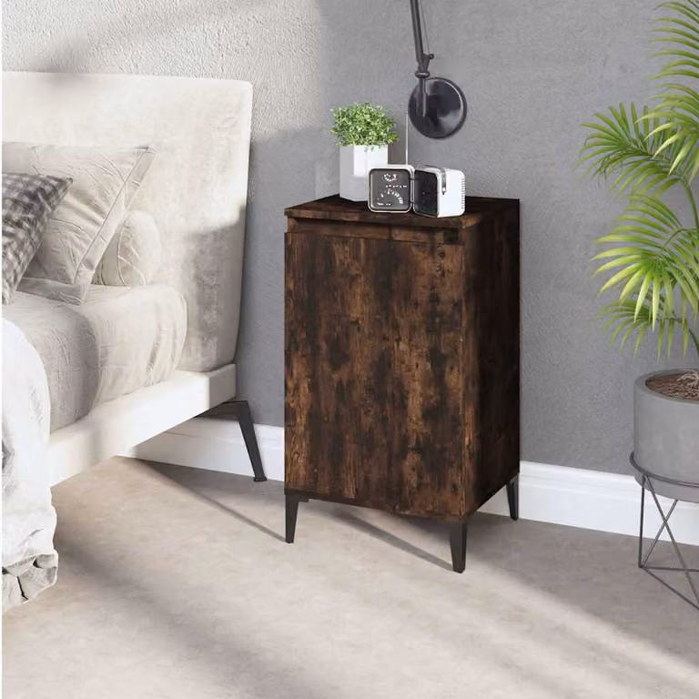 Comodino vidaXL in Rovere Fumo e Legno Multistrato, Design Moderno da Appendere a Parete, Marrone, L 40 cm x P 35 cm x H 70 cm