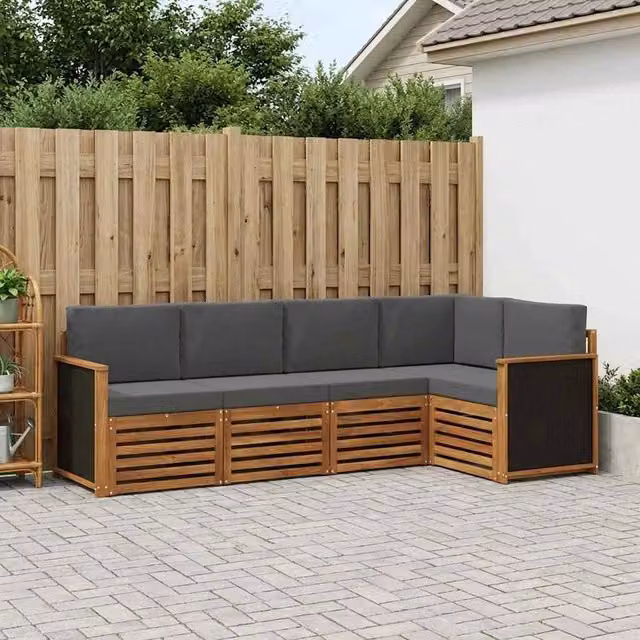 Set di divani da esterno 4 pz Naturale e Antracite 3384343