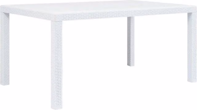 Tavolo da Giardino Bianco 150x90x72 cm in Plastica Stile Rattan