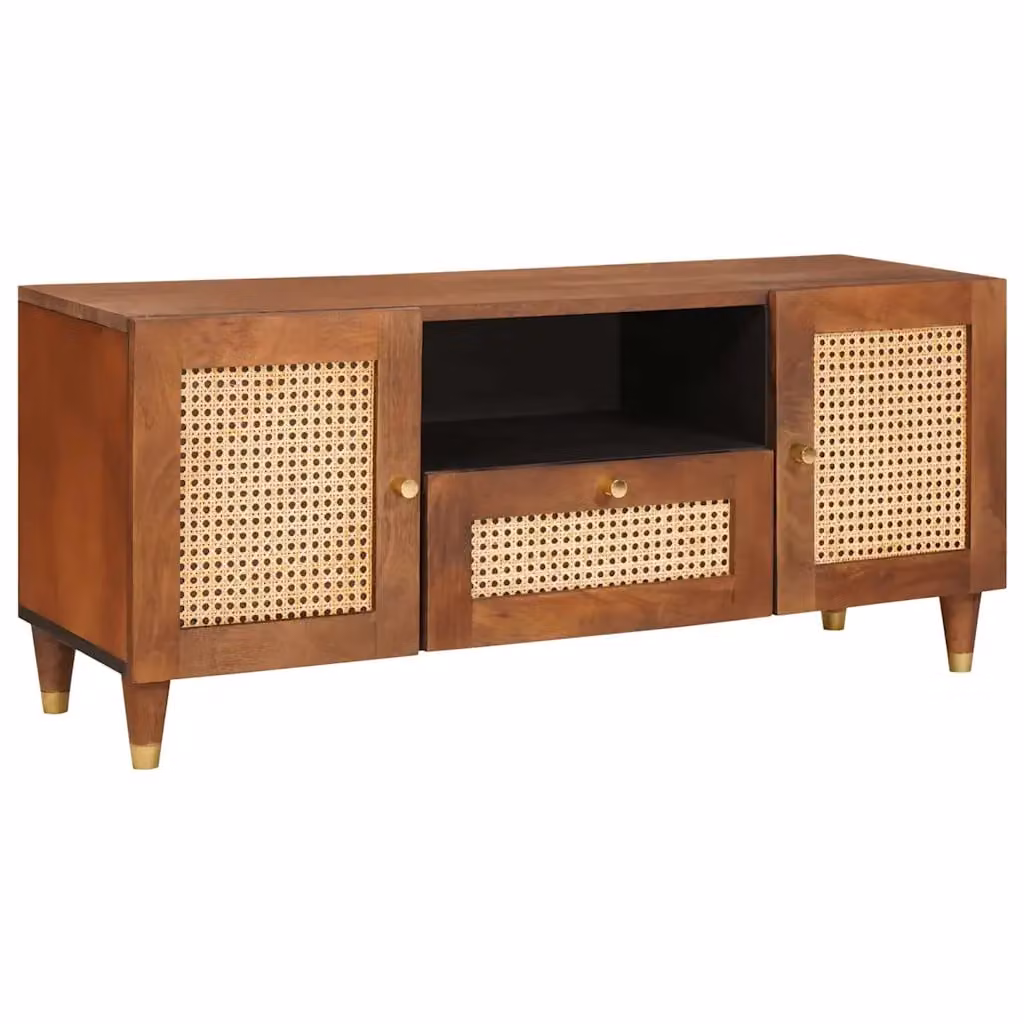 Mobile TV vidaXL in legno di mango massello marrone L 105 x P 33,5 x H 46 cm