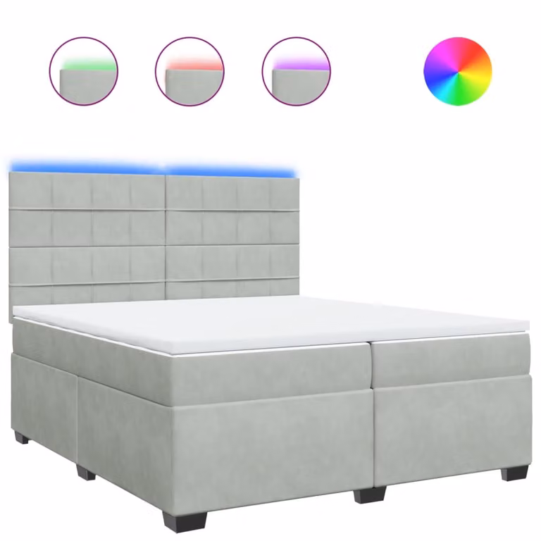Giroletto a Molle con Materasso Grigio Chiaro 200x200cm Velluto