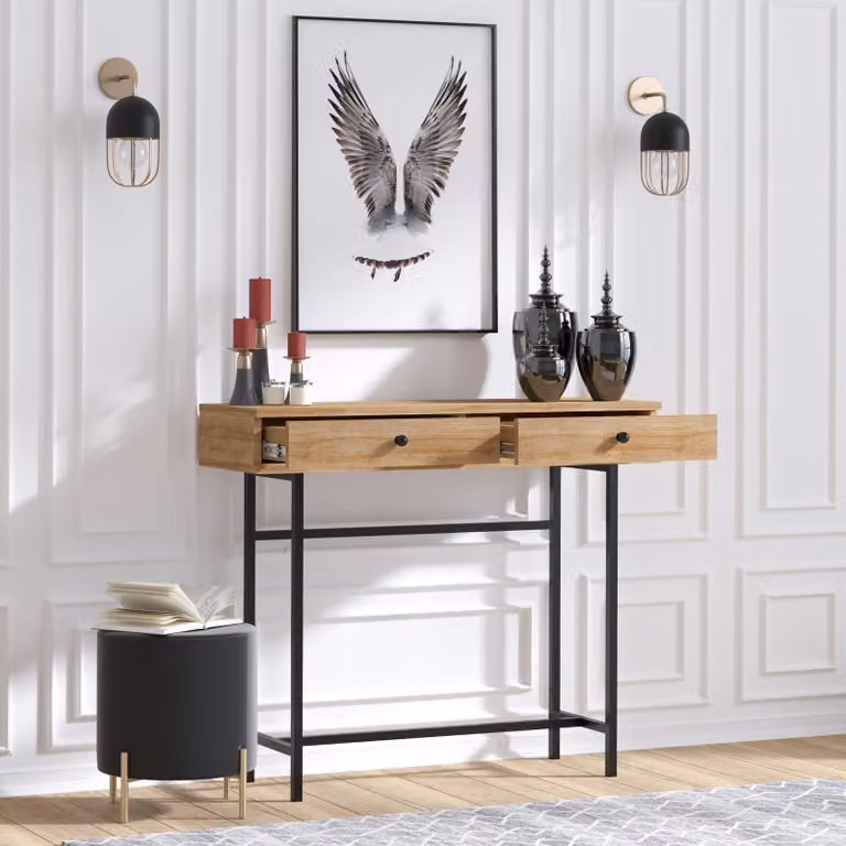 Skye Decor, Esta- EstaELG, colore rovere, nero, cassettiera, 35x100x86 cm, 100% pannello di particelle rivestito in melamina