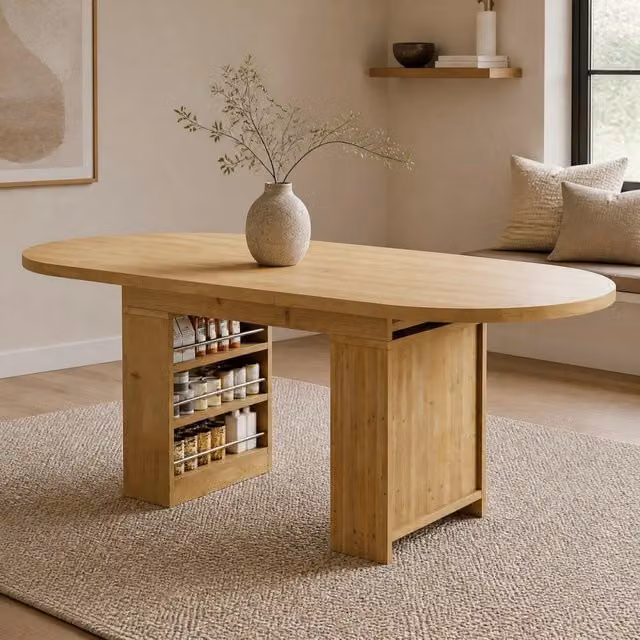 Tavolo da pranzo allungabile 150/200 x 90 cm in MDF color rovere con vani contenitore