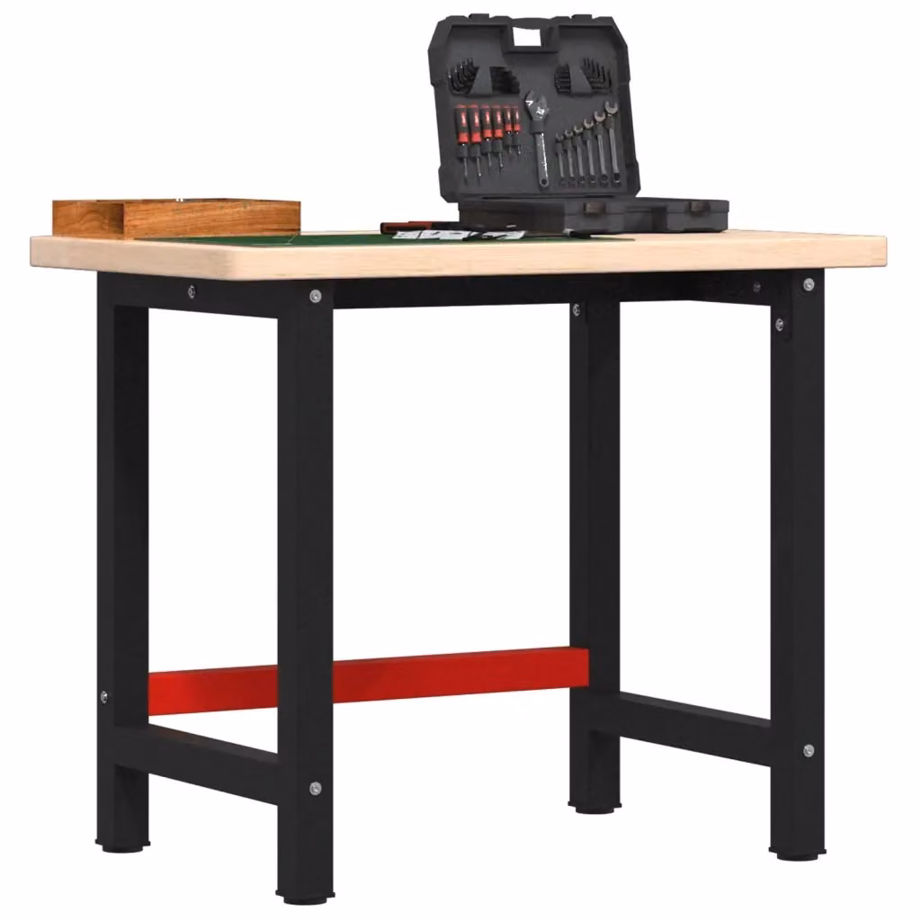 Banco Lavoro Rettangolare in Legno Massello di Rovere Design In, L/P/H: 100 x 60 x 83 cm, Multicolore – 2