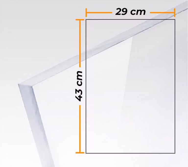 pannello in plexiglass di 3 mm di spessore in acrilico colato trasparente - 29 x 43 cm