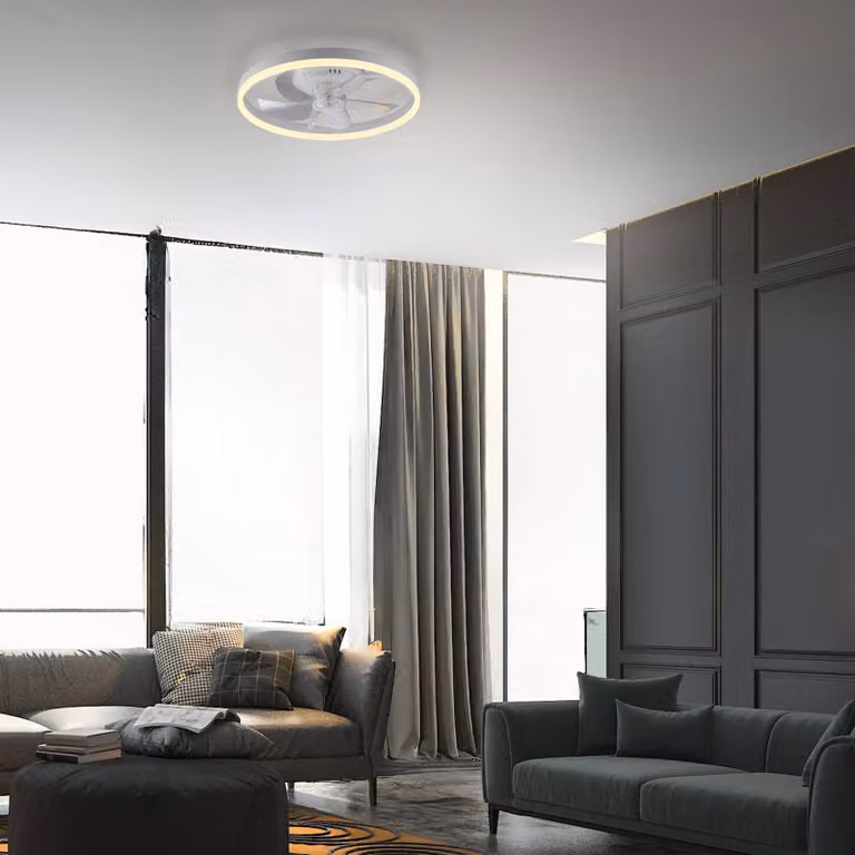 JUST LIGHT. GmbH Ventilatore da soffitto LED Rita bianco, CCT, telecomando, Ø 50 cm Rita, dimmerabile, Bianco / Opale, Soggiorno / Sala da pranzo, Metallo, Moderno