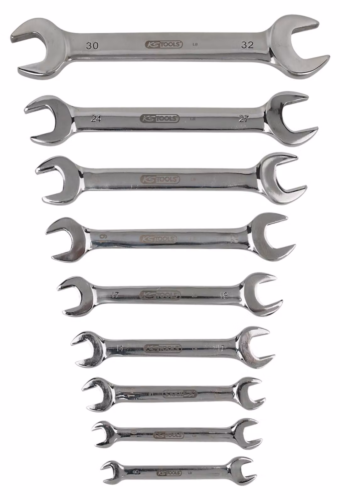 KS TOOLS ACCIAIO INOX Set di chiavi doppie aperte 9 pz. angolate - 964.2240