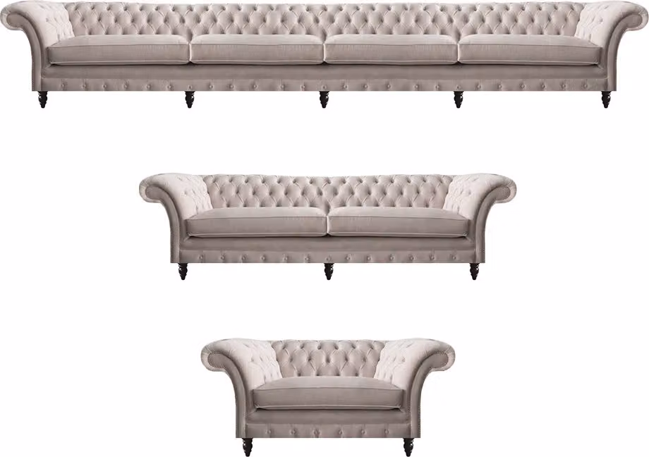 Luxus Komplett Sofas Couchen Chesterfield Polstermöbel Sessel Einrichtung