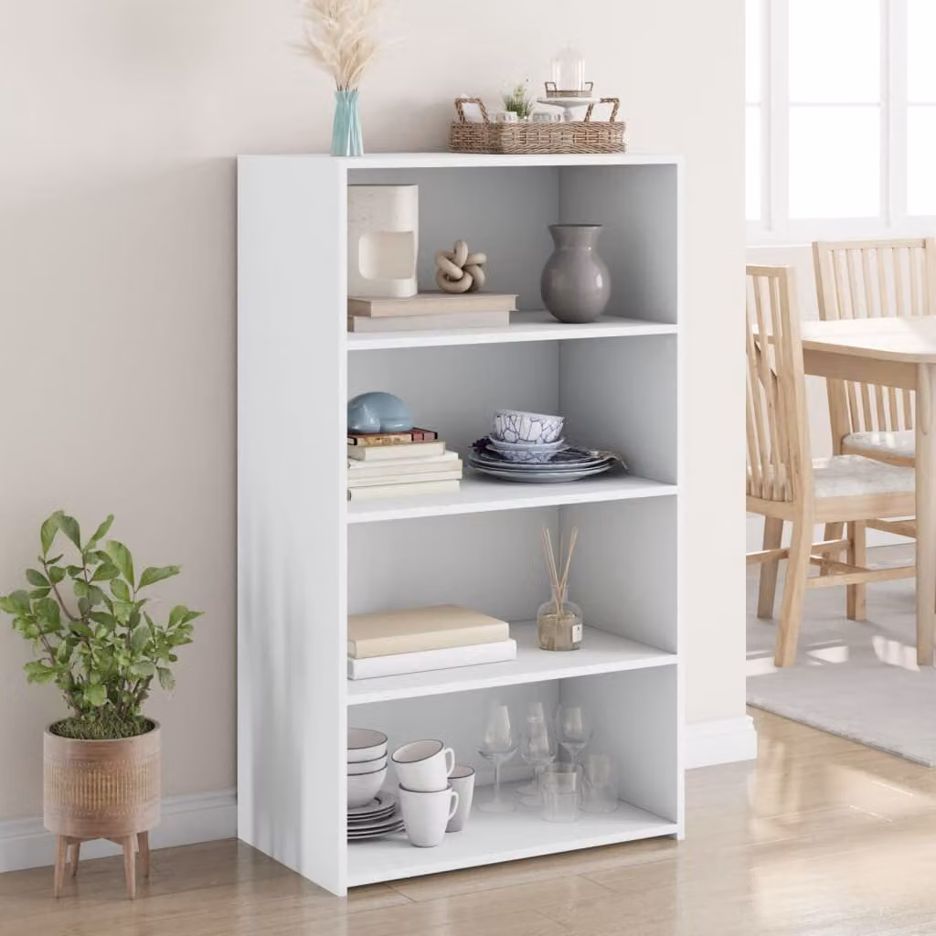 Credenza moderna vidaXL bianca in legno multistrato e MDF con ripiani interni, L 70 cm x P 41 cm x H 124 cm