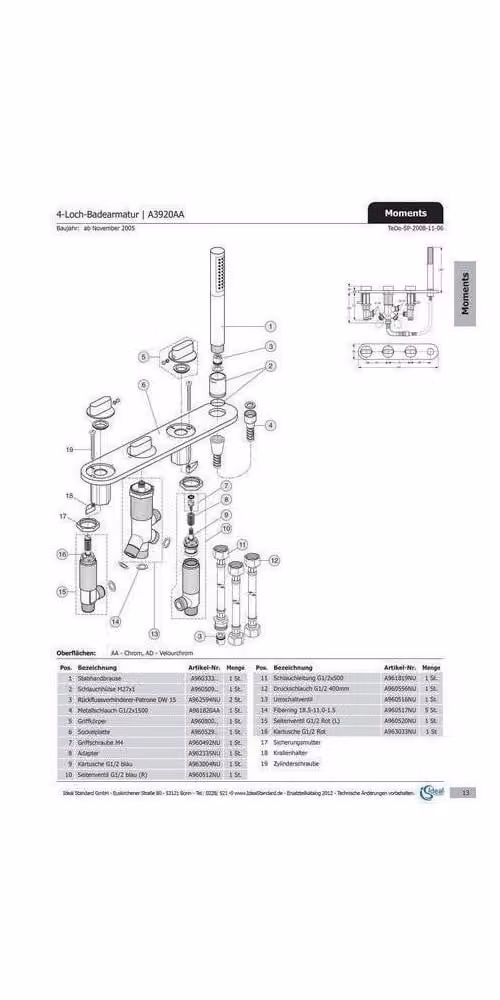 Valvola laterale G 1/2 pollice, sinistra G1/2 sinistra