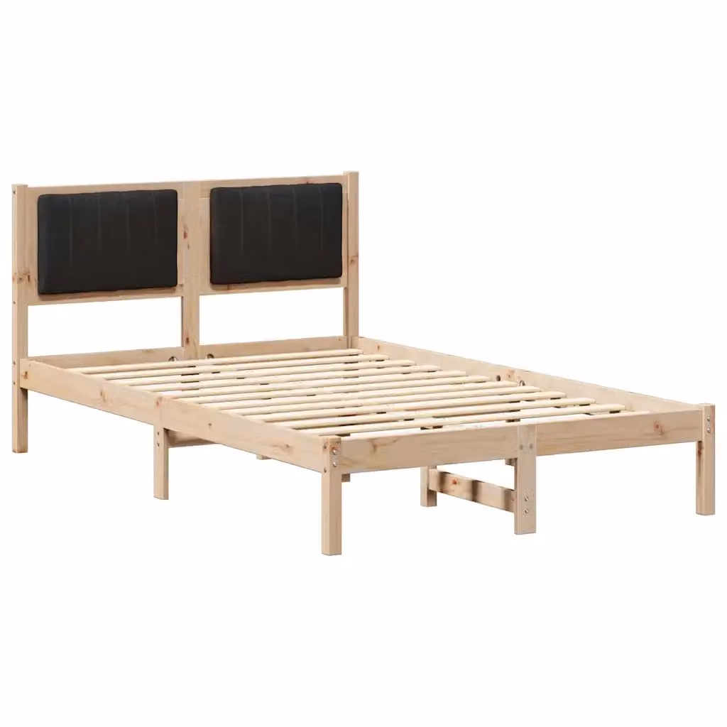 Letto con Testiera Rivestita vidaXL in Pino Massello Nero L: 120 cm, P: 200 cm, H: 85.5 cm – 2