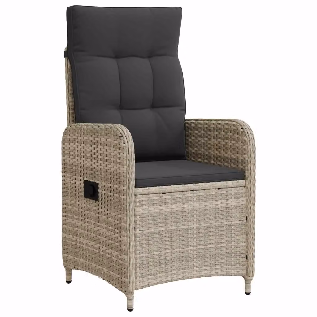 Sedia da giardino moderna in polyrattan con braccioli e cuscini inclusi, colore grigio – 2