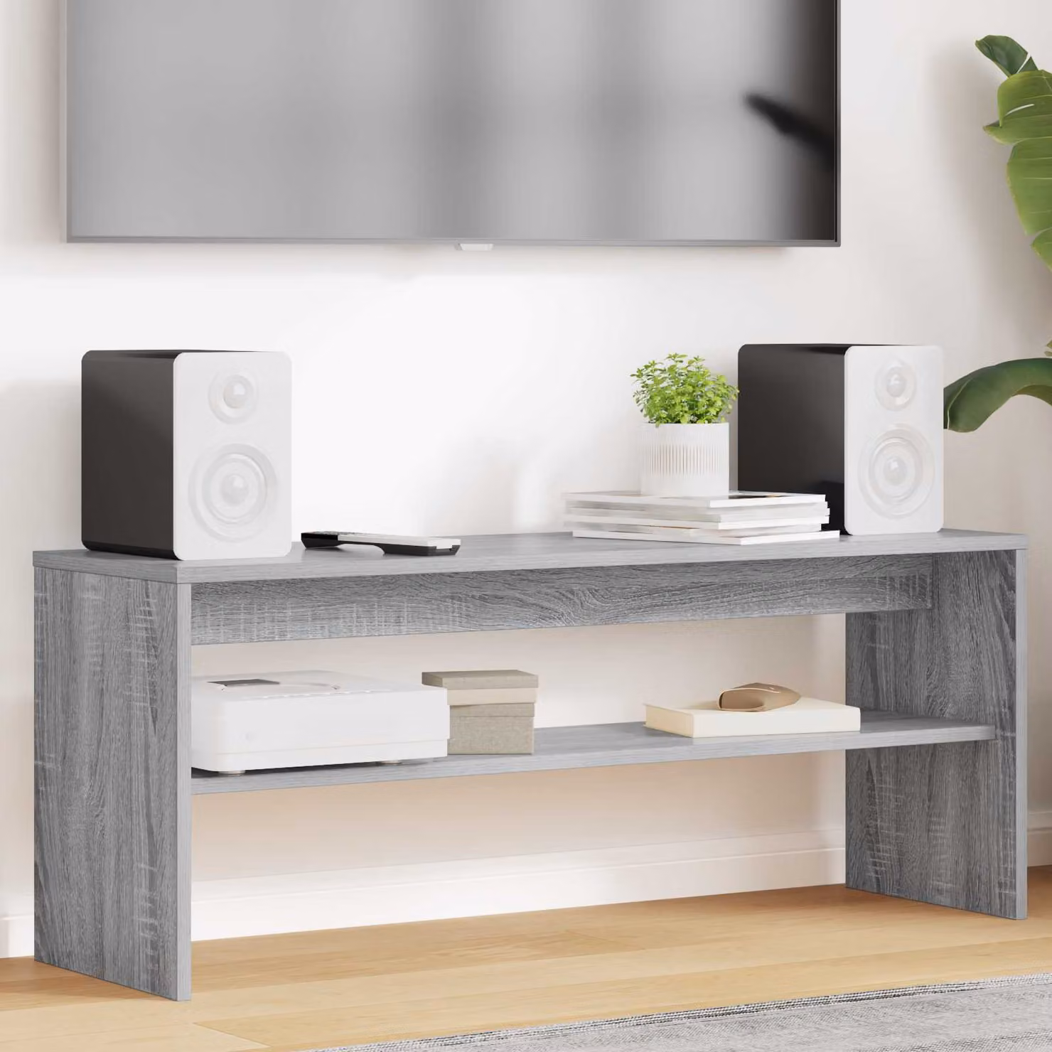Mobile TV moderno vidaXL in legno ingegnerizzato grigio L: 100 cm, P: 30 cm, H: 40 cm