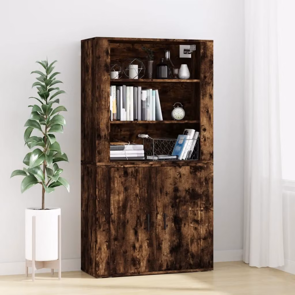 Credenza moderna vidaXL in legno multistrato color rovere fumo marrone