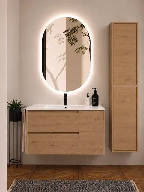 Mobile bagno con lavabo ORIGENBATH ITACA senza specchio 120x45 cm 1 vasca estepa con colonna