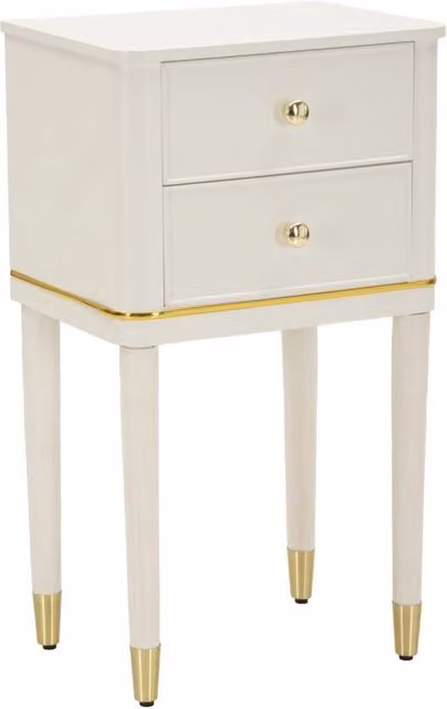 Comodino Camille Mauro Ferretti Bianco e Oro in Stile Shabby Chic in Legno di Pino e MDF L: 40 cm