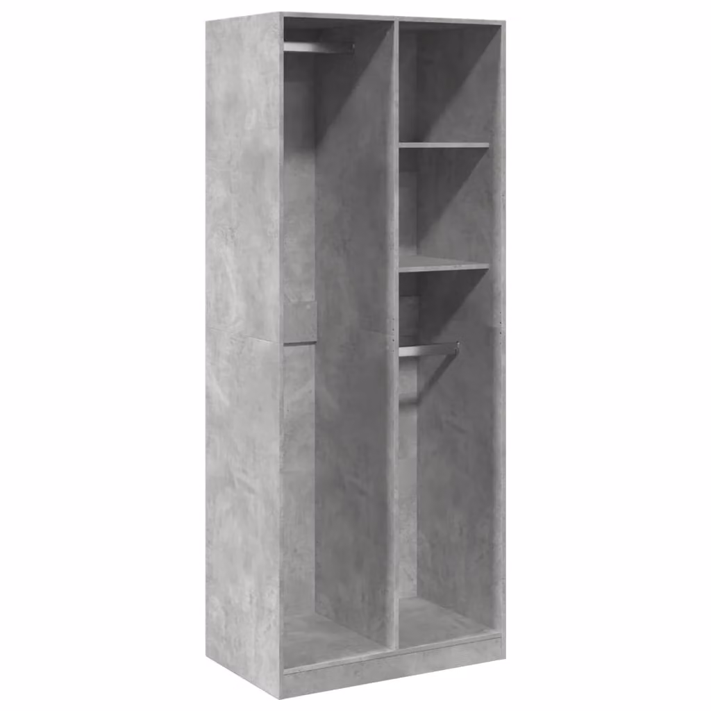 Armadio Grigio Cemento 80x50x200 cm in Legno Multistrato