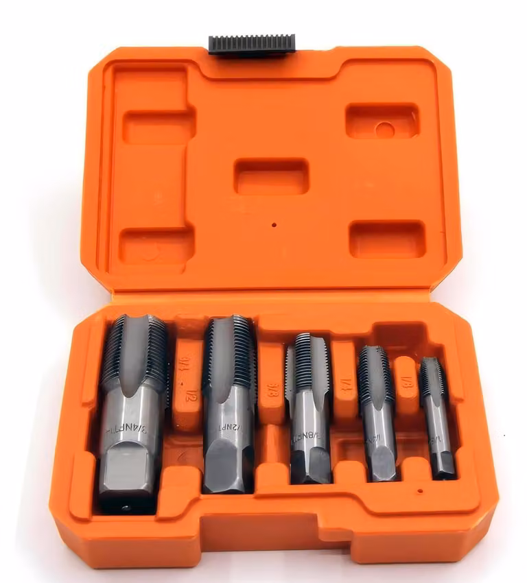 Elzusha - Set di 5 utensili per tagliare filetti NPT, con custodia