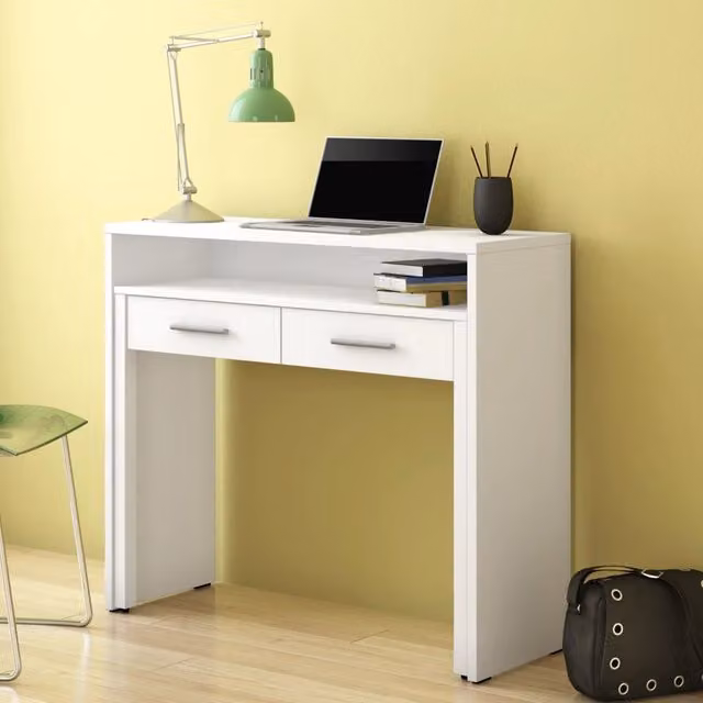 Scrivania per computer DMORA Opaglio con cassetti, moderna, bianca, L: 98.6 cm, P: 36.6 cm, H: 86.9 cm – 1