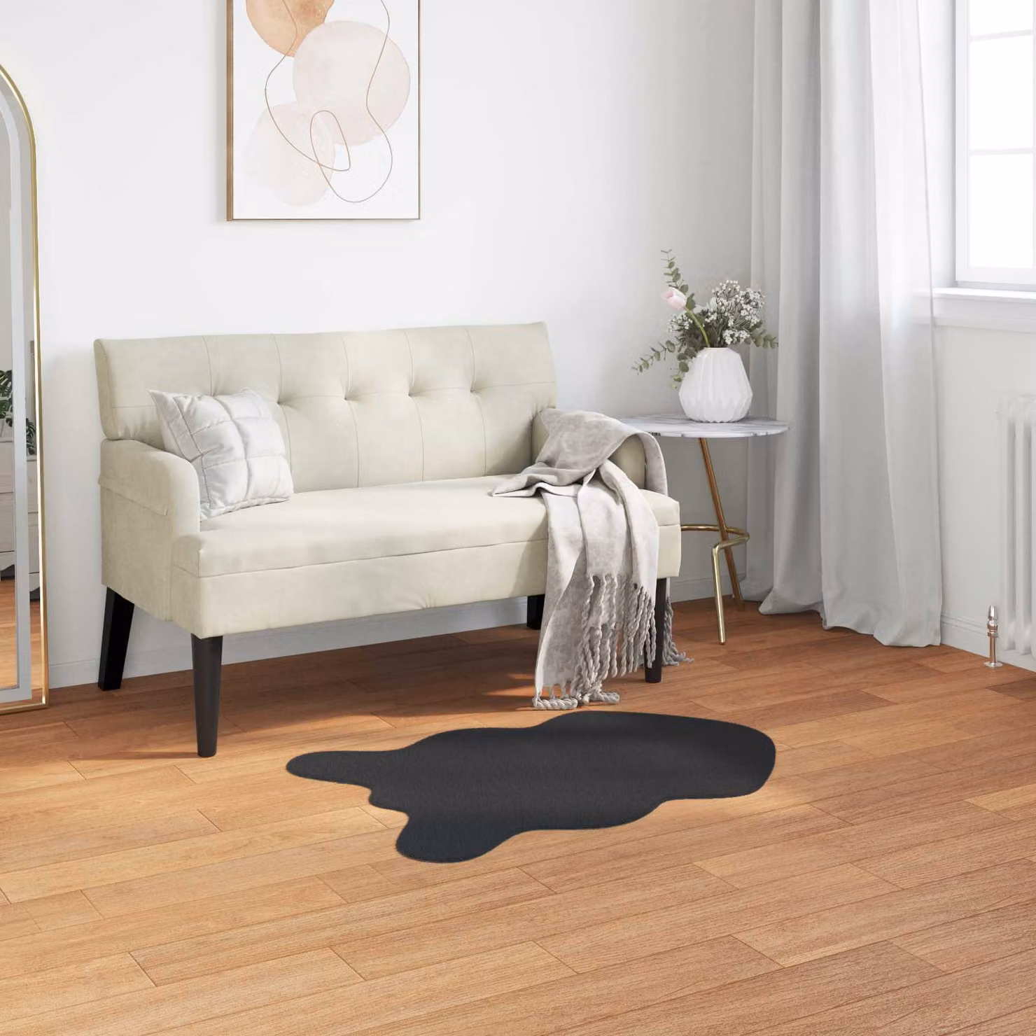 vidaXL Tappeto in ecopelliccia sintetica antiscivolo e lavabile, Nero, 120 x 80 cm