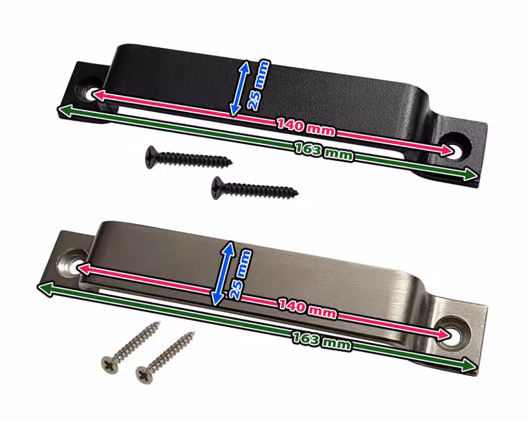 Set di 4 robuste maniglie in metallo (2,5 x 16 cm, nere)