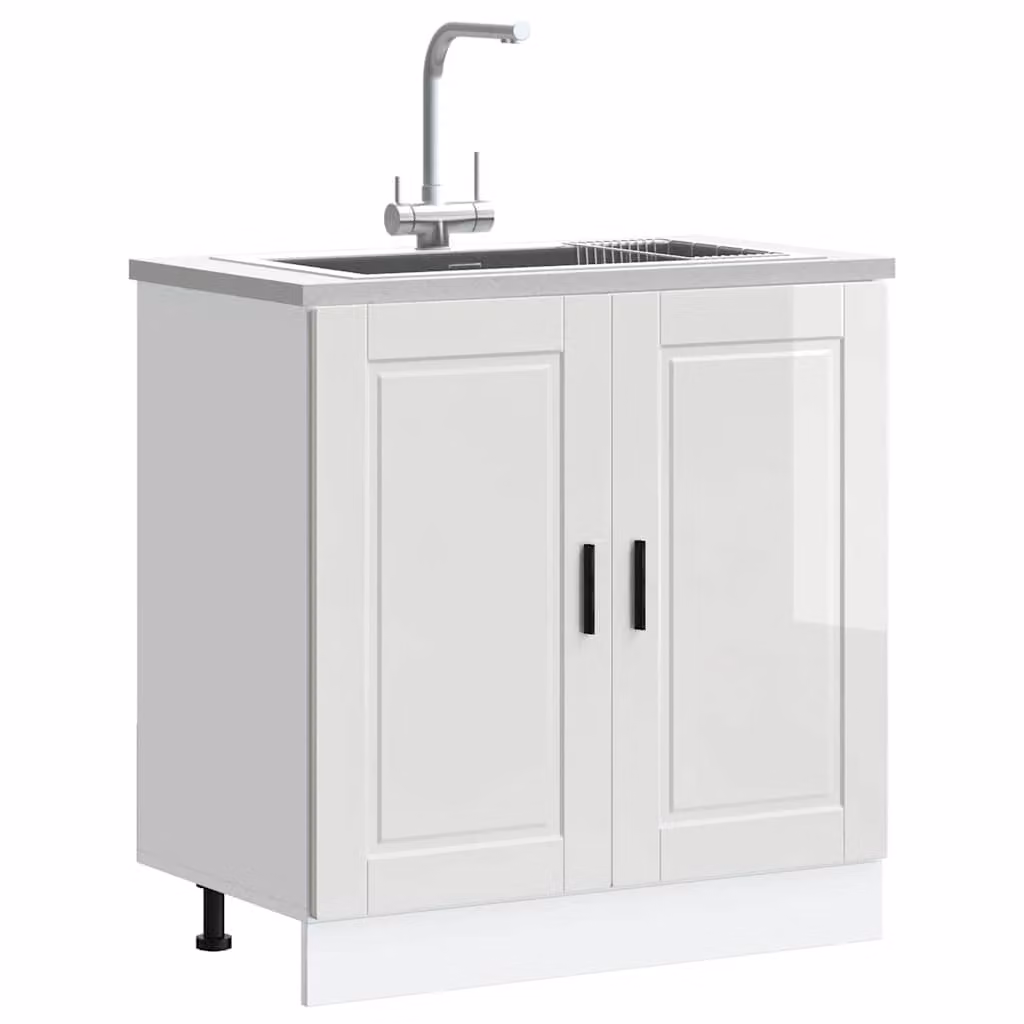 Base lavello mobile vidaXL bianco lucido L: 80 cm, P: 46 cm, H: 81,5 cm
