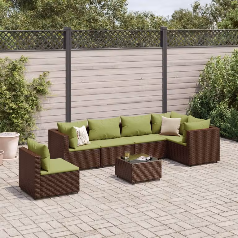 Maison Exclusive - Set da giardino 7 pezzi con cuscini Marrone Poly Rattan