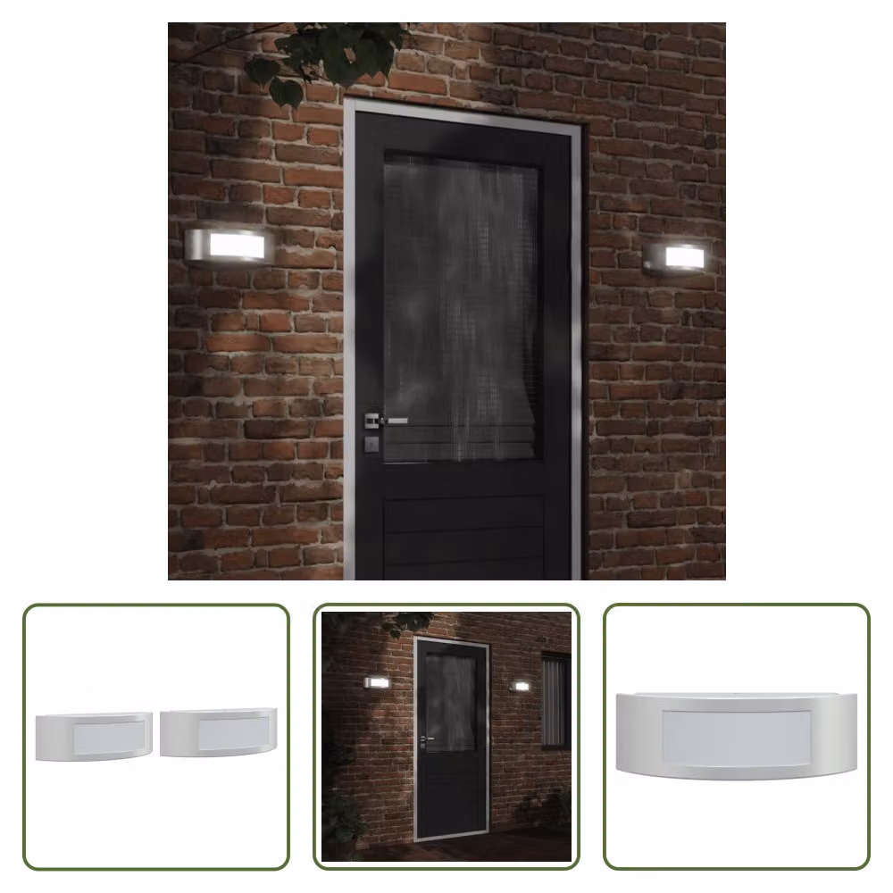The Living Store Luci da parete per esterni 2 pezzi in acciaio inox argento