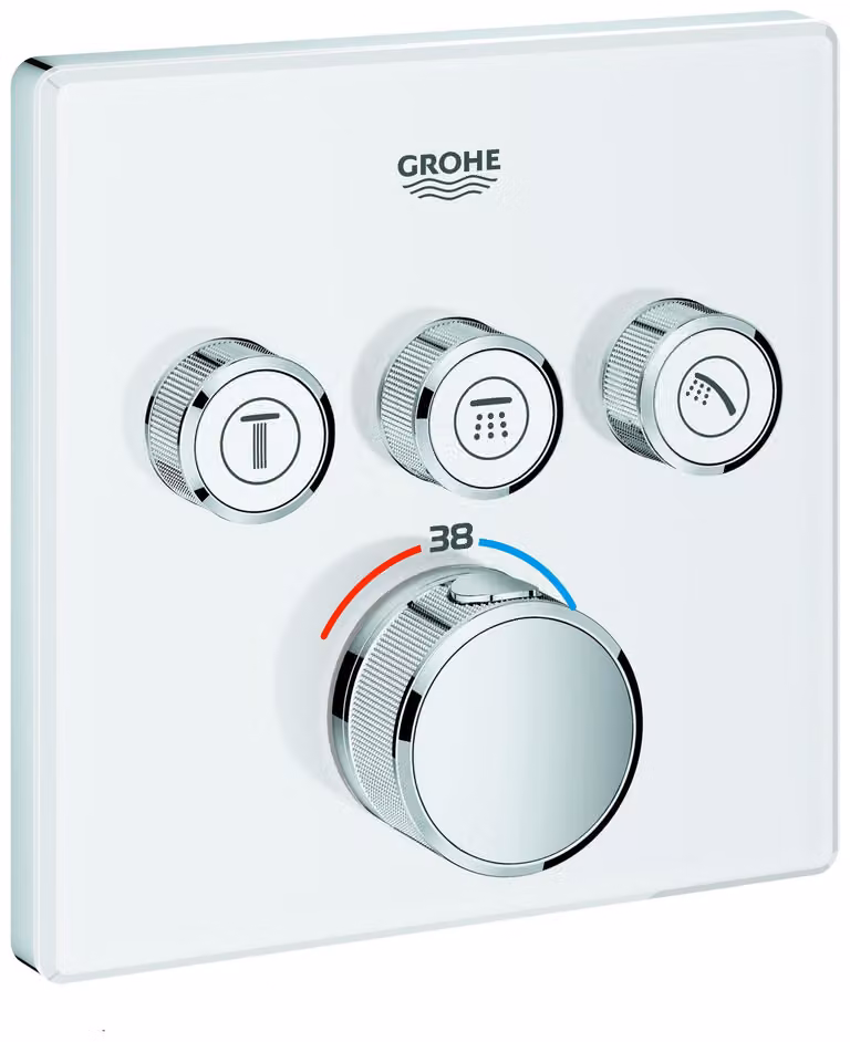 Grohe Grohtherm Thermostat Grohtherm SmartControl avec trois vannes d'arrêt, rose murale blanc lune, 29157LS0, 29157LS0