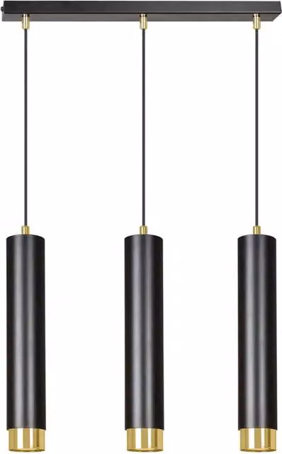 Lampadario Wagner Luceart-Classic a 3 Luci in Acciaio Nero e Oro con Design Moderno