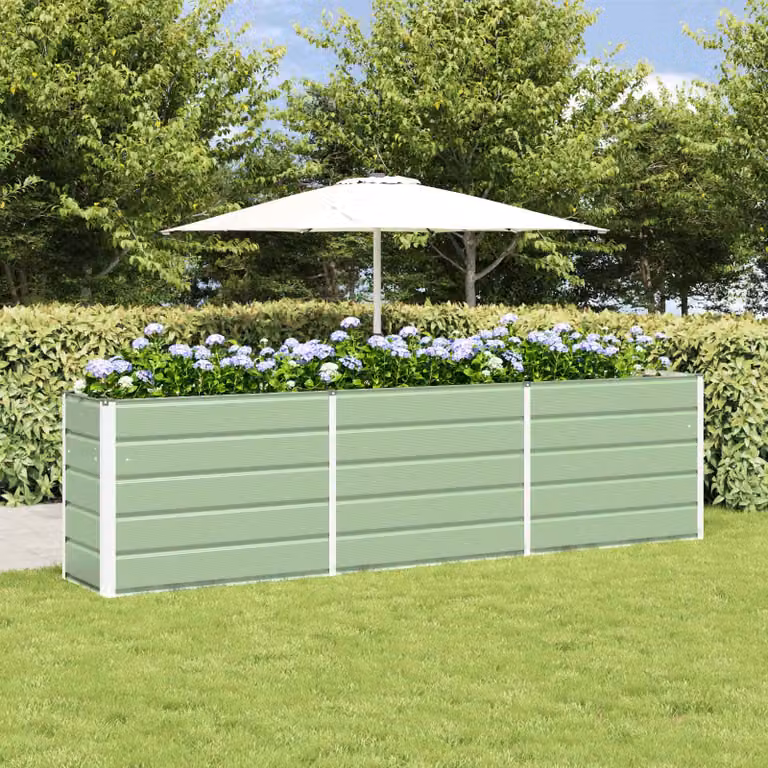 Fioriera vidaXL in acciaio zincato verde, L: 290 cm, P: 50 cm, H: 75 cm