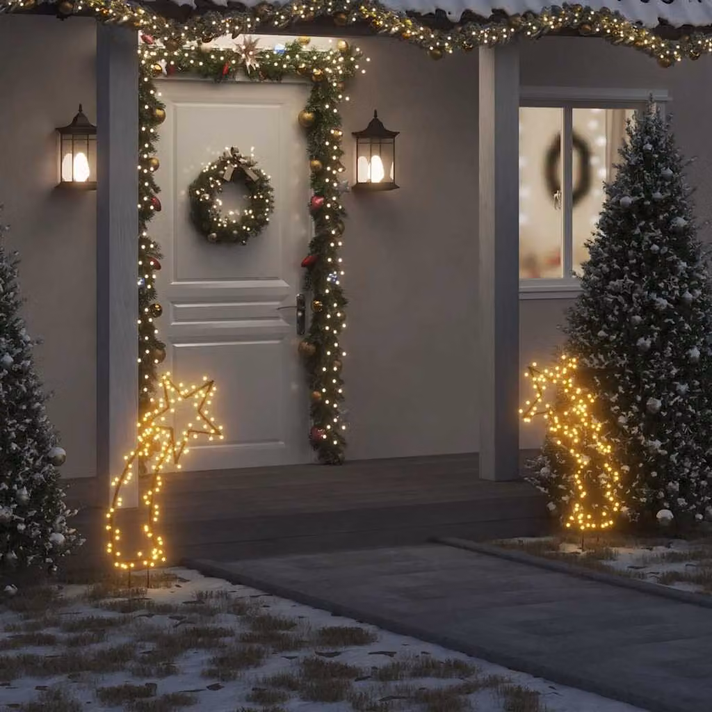 Luce Decorativa di Natale vidaXL con Stella Cadente e 115 LED Bianco Caldo, Altezza: 89 cm