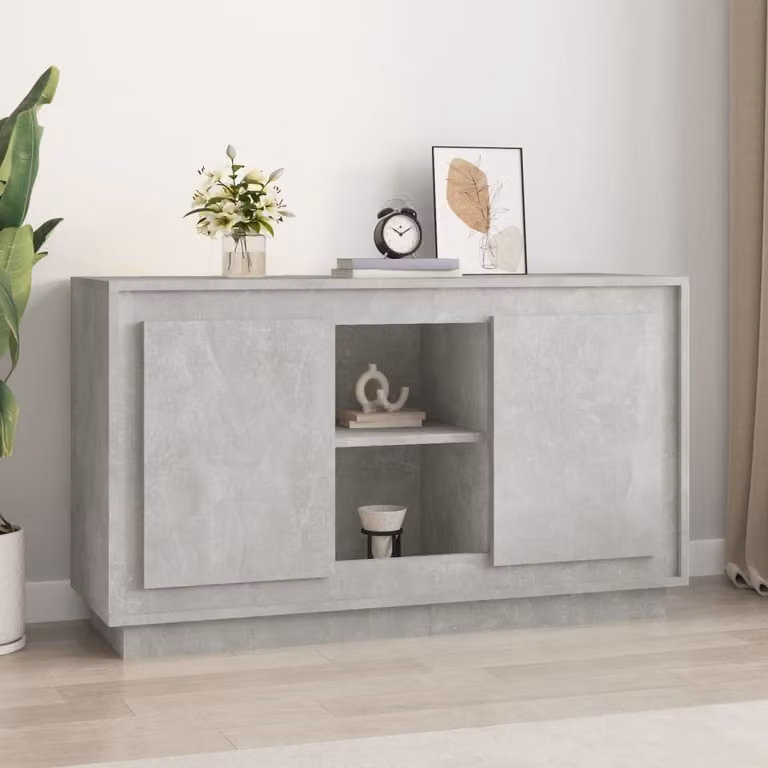 Credenza vidaXL in legno multistrato e MDF, colore grigio, L 102 x P 35 x H 60 cm