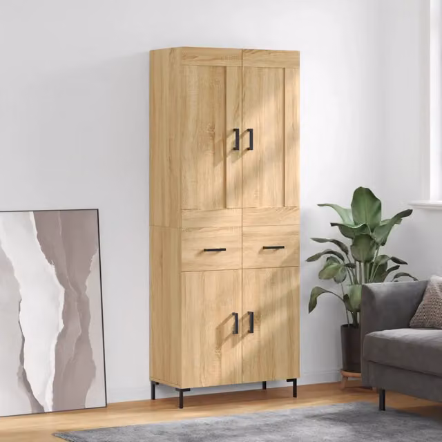 Credenza-Buffet-Armadio da cucina Rovere Sonoma 69,5x34x180 cm in Legno Multistrato 513079