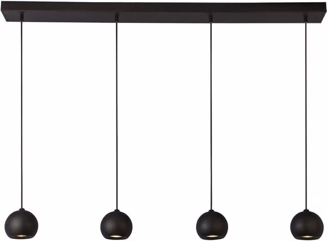Lampadario Contemporaneo Eindhoven Acciaio Nero 4 Luci Gu10