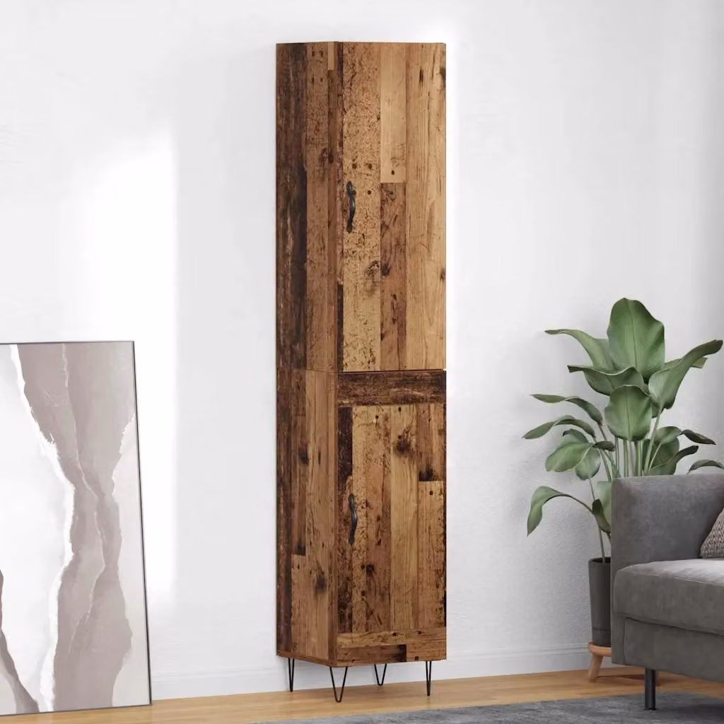 Credenza moderna in legno vecchio e metallo marrone per soggiorno o sala da pranzo, L/P/H: 34,5 x 34 x 90 cm – 2