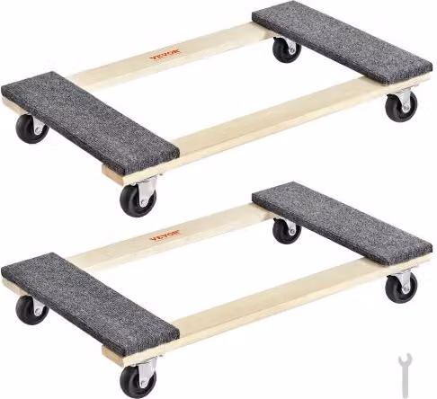Set di 2 carrelli per mobili VEVOR in legno di pioppo e composito, multicolore, capacità di carico 453 kg per carrello, con ruote girevoli in PP
