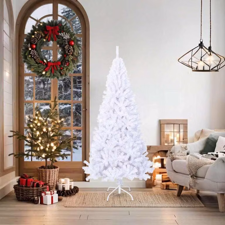 vidaXL Albero di Natale Artificiale con Rami Spessi Bianco 180 cm PVC