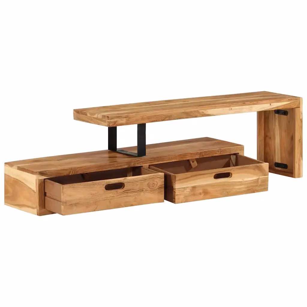 Mobile TV vidaXL in legno massello di acacia color marrone antico L: 118-200 cm, P: 30 cm, H: 40 cm – 2