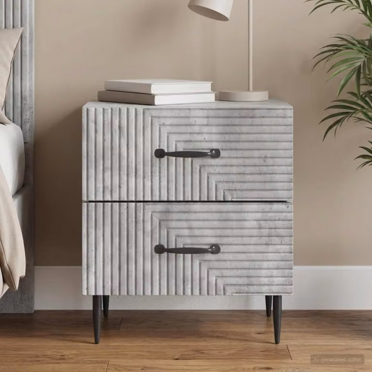 vidaXL Armadio da Notte Moderno Grigio Cemento L: 43 cm, P: 34,5 cm, H: 47,5 cm