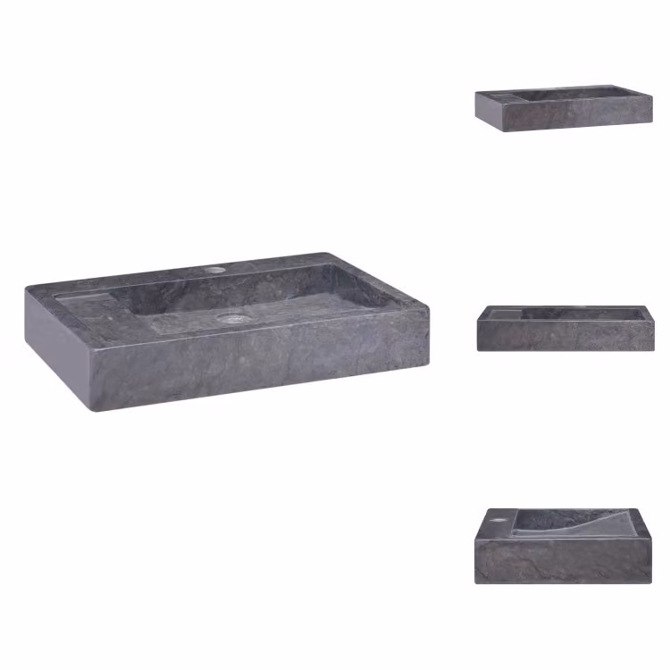 vidaXL Lavabo nero 58x39x10 cm in marmo - Lavabo bagno