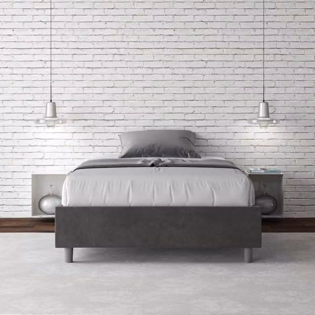 Letto imbottito con contenitore Ityhome Azelia in microfibra grigio L: 130 cm, P: 210 cm, H: 39 cm – 1