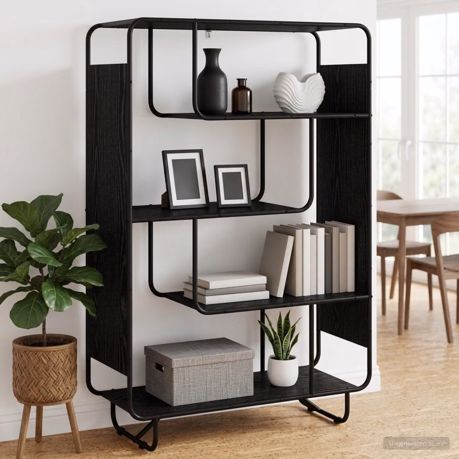 Credenza stile industrial vidaXL in legno MDF e metallo, colore nero, L 93.5 cm x P 37.5 cm x H 144 cm